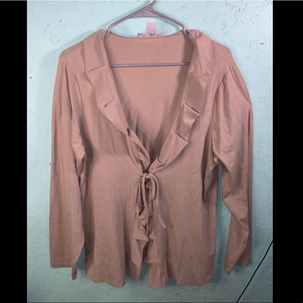 Tan flowy front tie cardigan